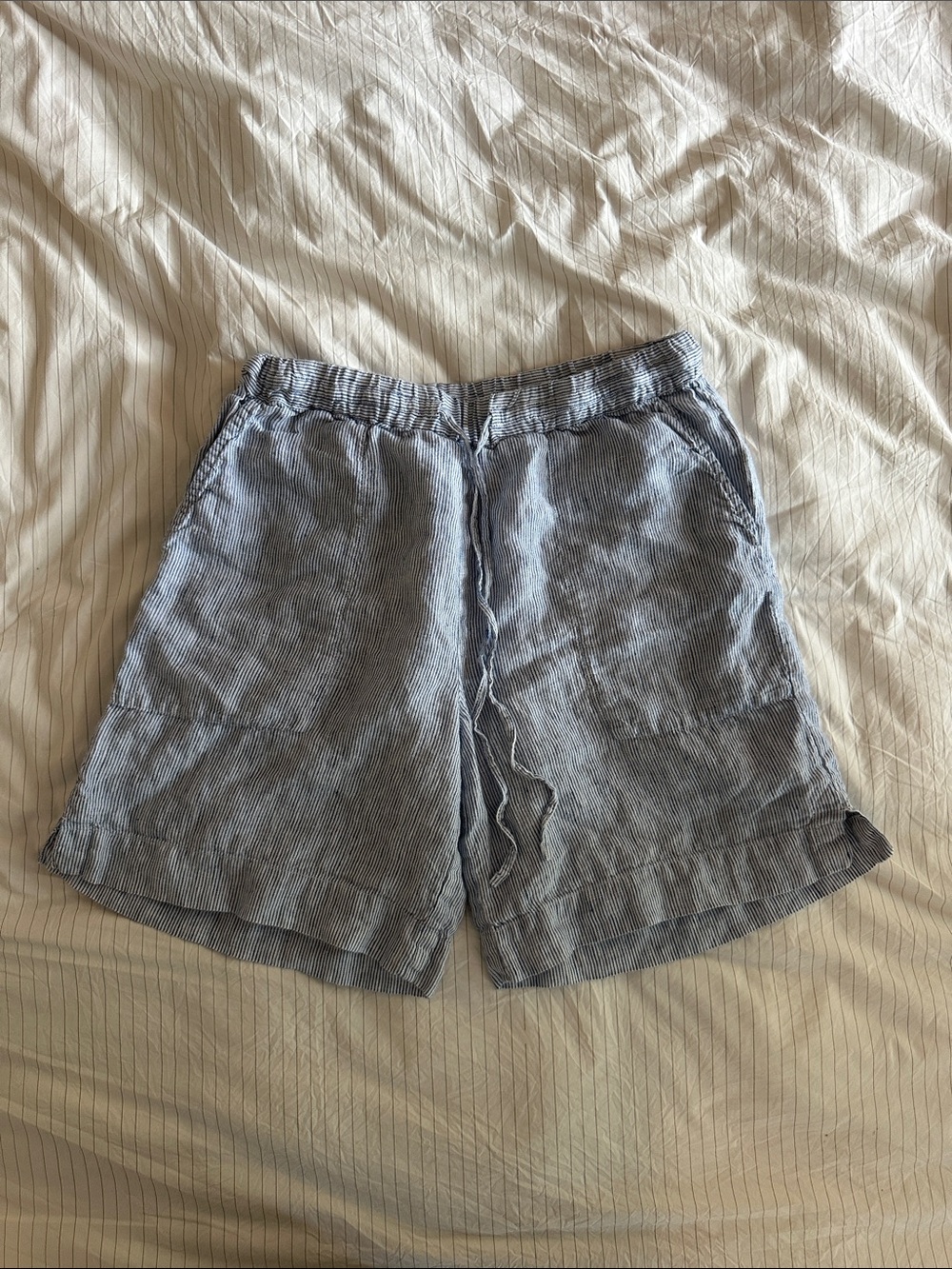 Poetry - Light Blue Seersucker Linen Drawstring Shorts - 6